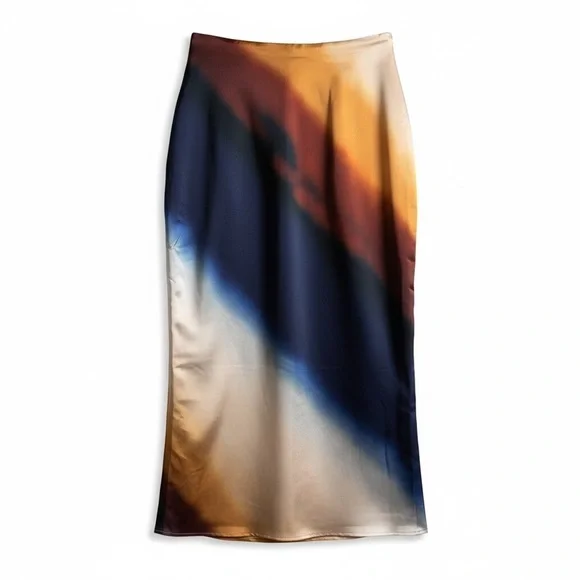 NWT-Express High Waisted Printed Satin Maxi Slip Skirt - Picture 6 of 11